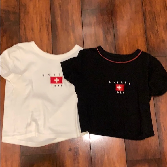 Brandy Melville black and white Suisse top